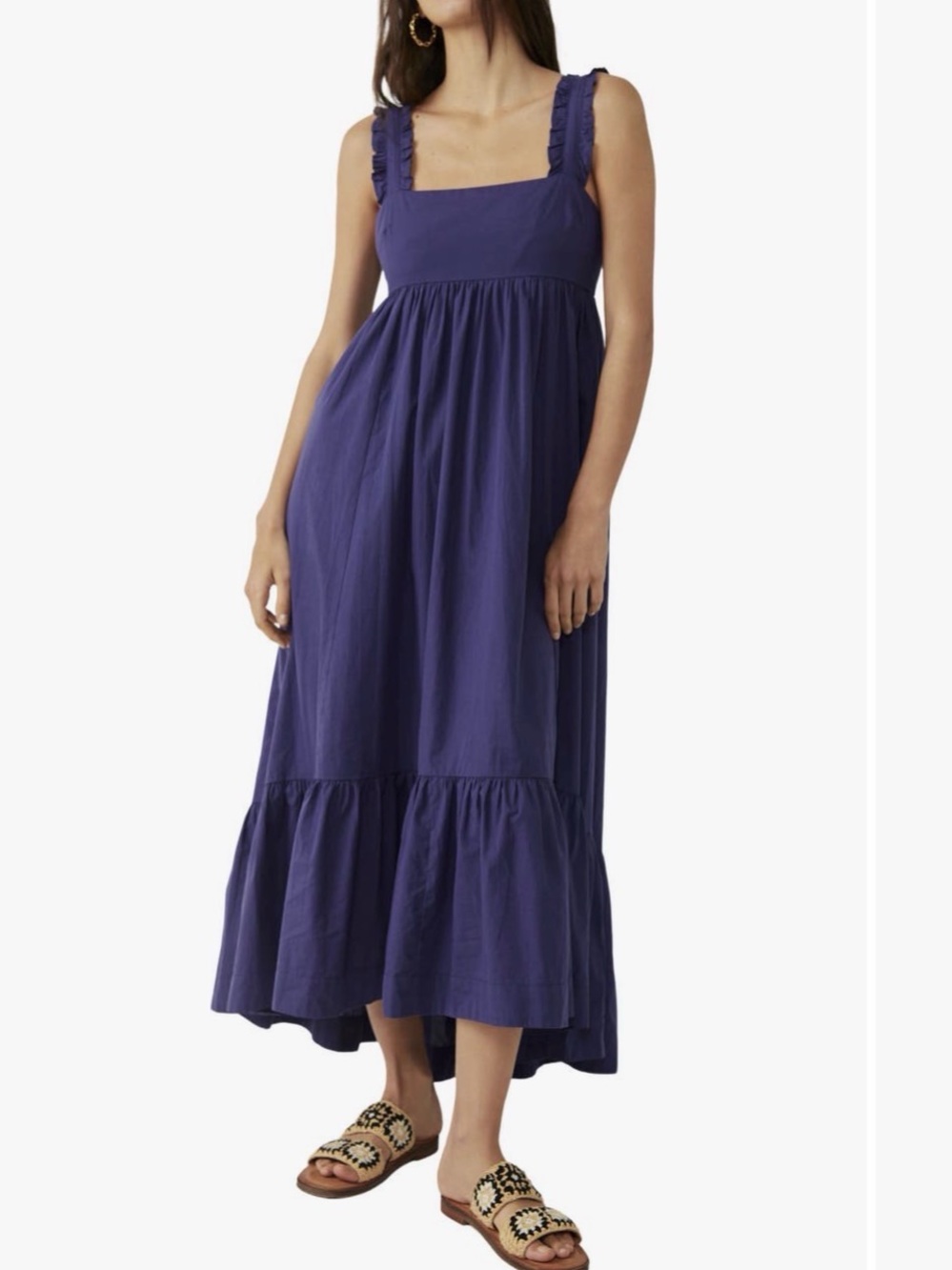 Free People | Isabella Navy Blue Ruffle Maxi Dress